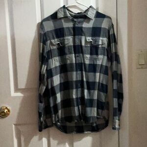 Casual Navy and Gray Plaid Men's Shirt
